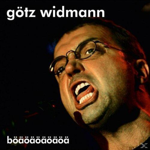 Mann mit Brille schreit, Mund weit offen. Text: 'götz widmann' oben, 'böäöäöäöäöä' unten.