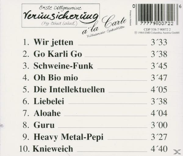 Rückseite einer CD mit Titelliste, Text auf Deutsch und einem Barcode.