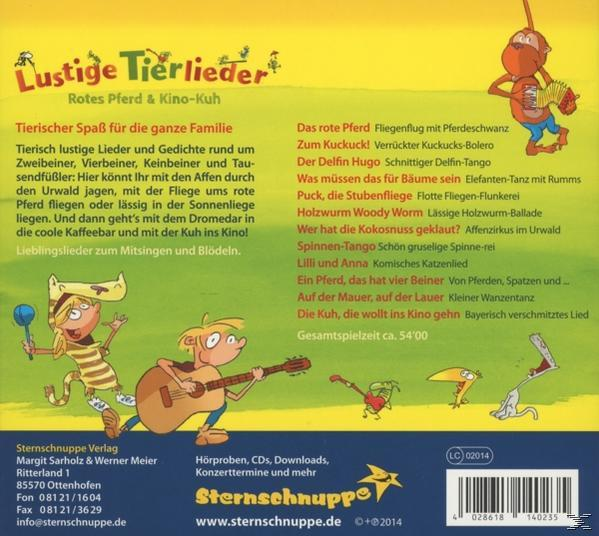 Cartoon-Cover mit grünem Hintergrund. Kinder und Tiere sind abgebildet. Text auf Deutsch, Titel: Tierlieder.
