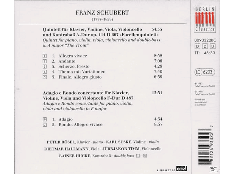 Thumbnail - Suske, Rösel, Timm, Hallmann, Rösel/Suske/Hallmann/Timm/Huck - Forellen-Quintett/Adagio+Rondo (CD)