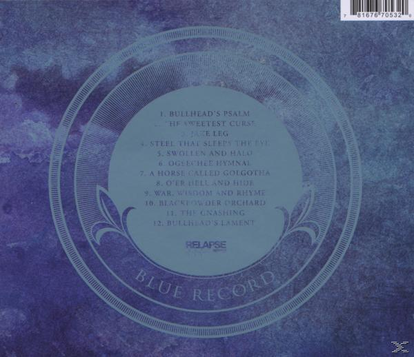 Blaues CD-Rückcover. Enthält ein kreisförmiges Design mit Titeln und Albumtitel.