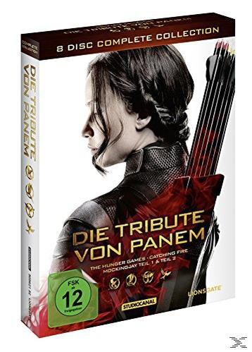Die Tribute von Panem Blu-ray Box-Set. The Hunger Games Cover. Schwarz, Rot und Weiß.