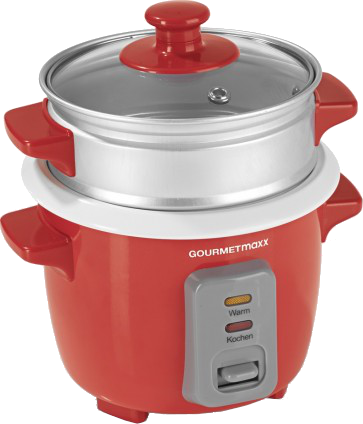 GOURMETMAXX Reiskocher mit Dampfgaraufsatz Rot Reiskocher (200 Watt, Rot)
