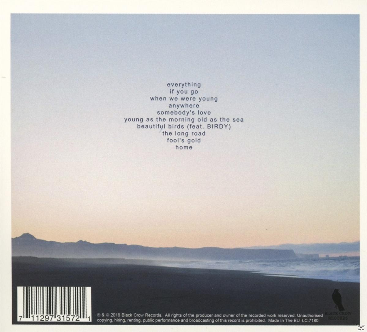 CD-Cover mit Küstenlandschaft. Der Himmel ist hellblau, mit Wasser und Strand im Vordergrund.