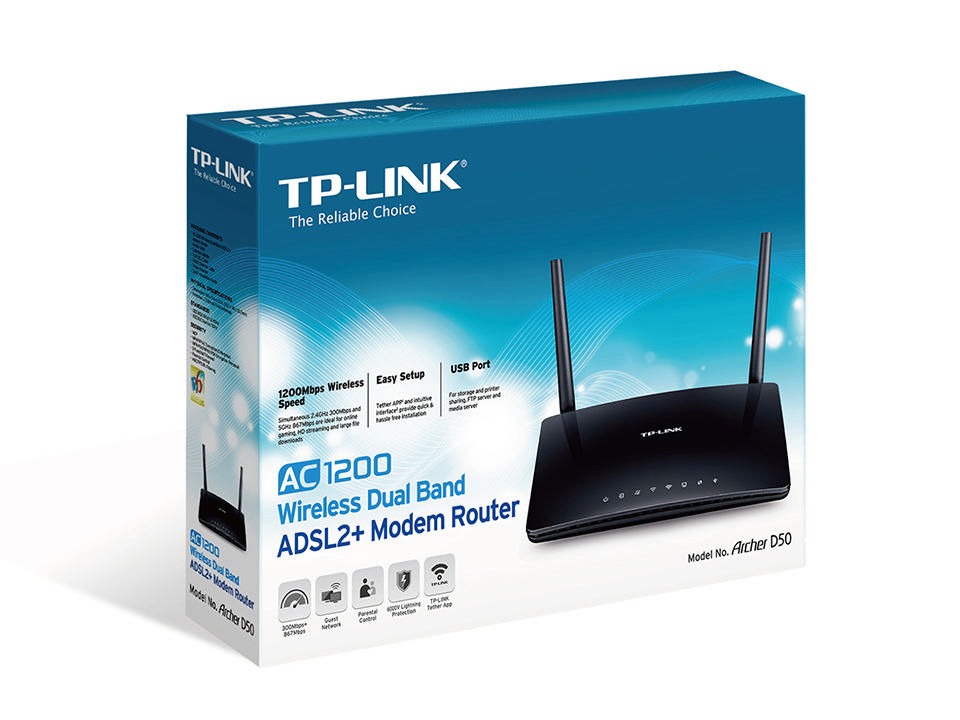 TP-LINK AC1200 Kablosuz Dual Band ADSL2+ Modem Router