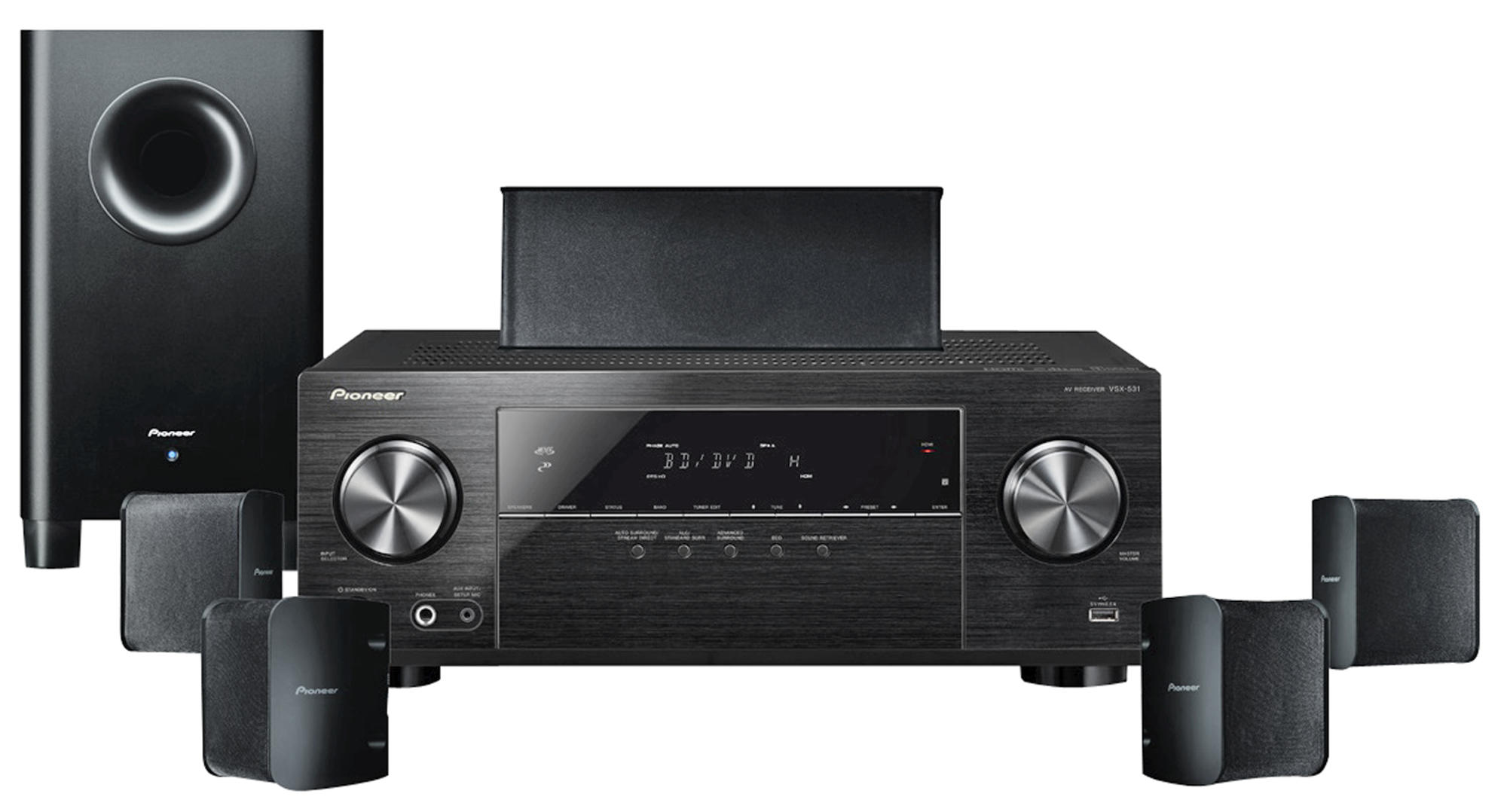 Home Cinema - Pioneer HTP 206 4K, Canales 5.1, Bluetooth, Negro
