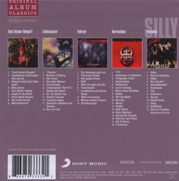 CD-Cover mit mehreren Albumcovern der Band 'Silly'. Text und Logos sind vorhanden.