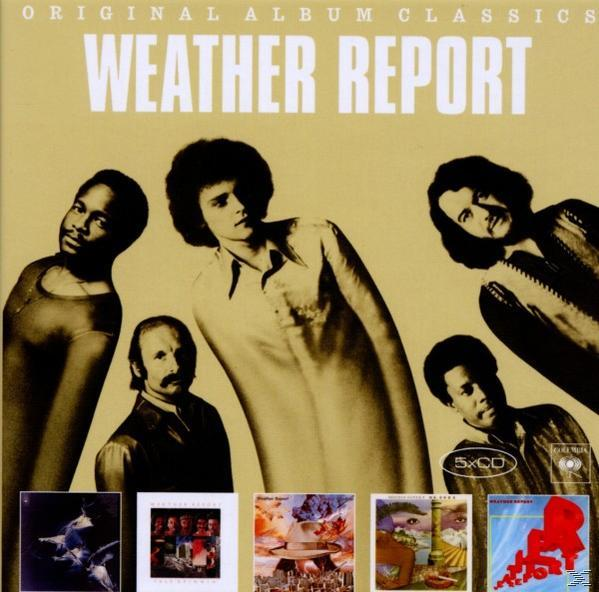 Albumcover mit Bandmitgliedern. Text: Weather Report.