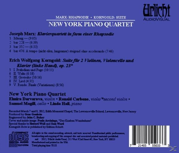 New York Piano Quartet - Rhapsodie / Suite op.23  - (CD)