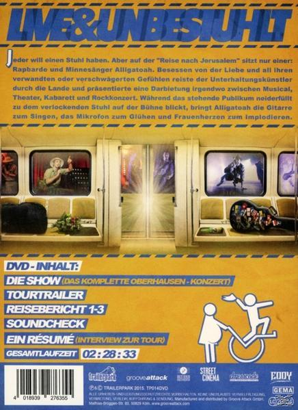 DVD-Cover mit einer Bühnenszene, Text und grafischen Elementen.