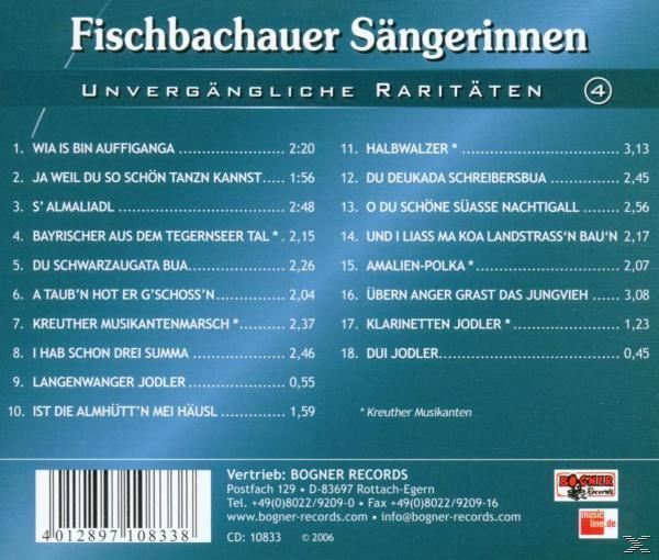 Fischbachauer Sängerinnen / Musikanten Raritäten 4 Unvergängliche - - Kreuther (CD)