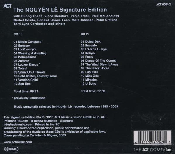 CD-Cover: Schwarze CD-Hülle. Text, Trackliste und Namen. The NGUYEN LE Signature Edition. ACT COMPACT Disc Logo.