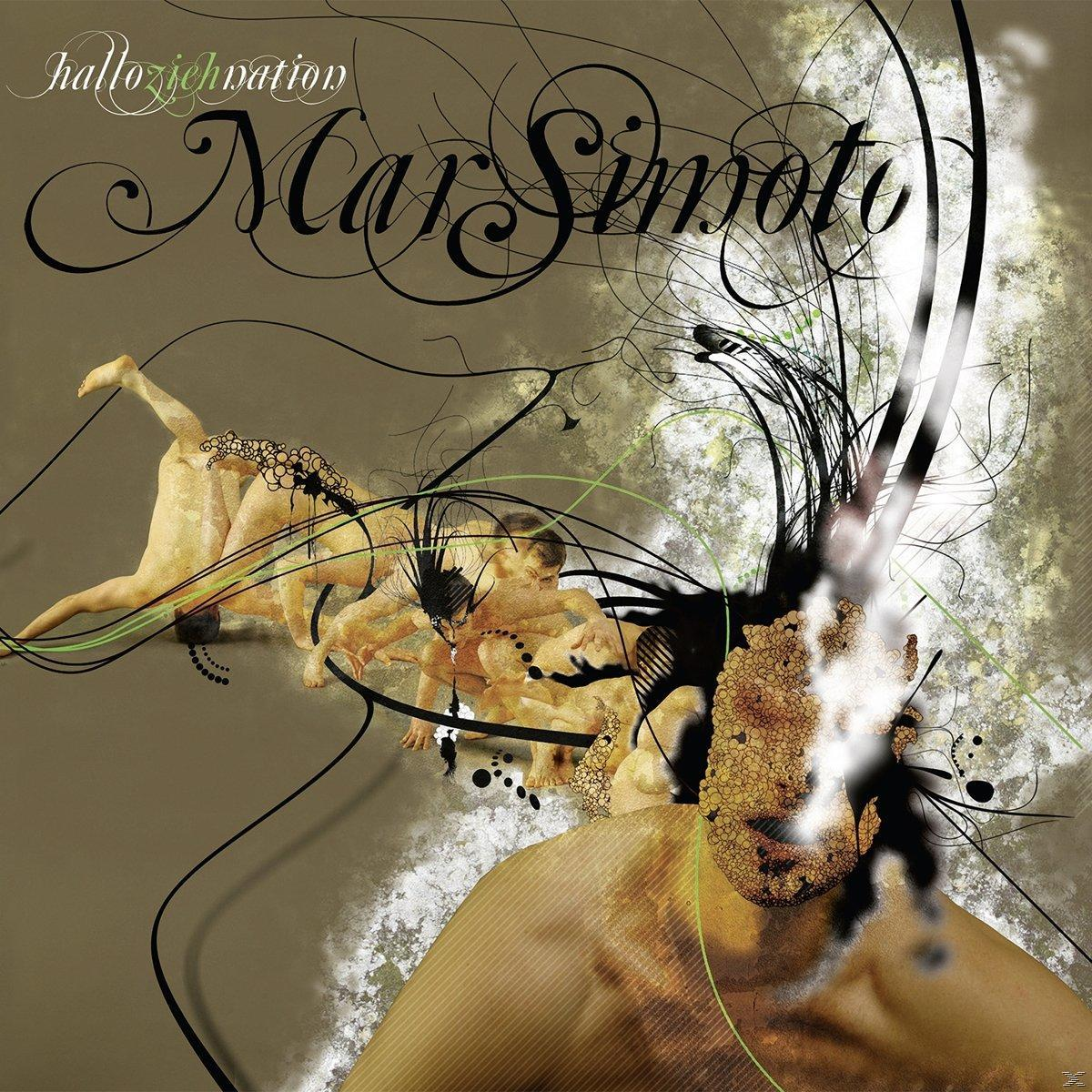 Albumcover-Kunst mit Figuren und abstrakten Formen. Titel oben: halloziechwation. Künstler: Marsimoto.