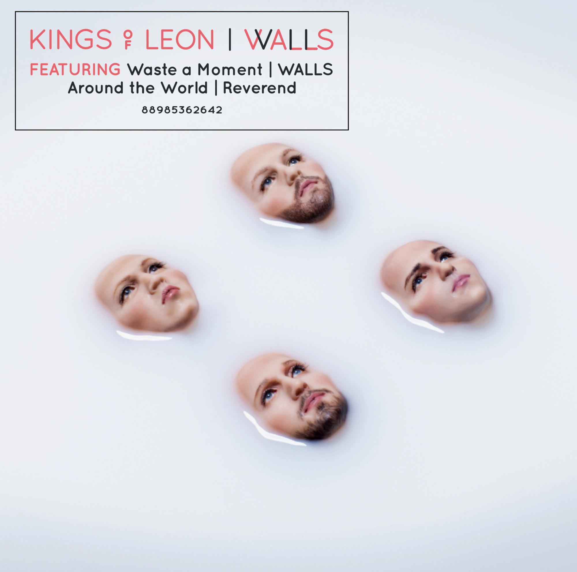 Albumcover: Vier Gesichter im Wasser. Text: Kings of Leon | WALLS.