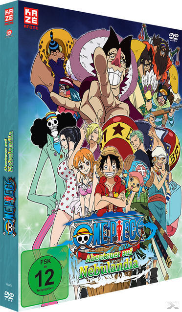 One Piece Film DVD-Cover. Cartoon-Charaktere, bunt. Text: One Piece Abenteuer auf Nebulandia.
