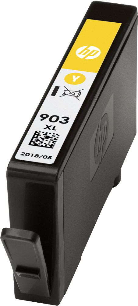 Yellow HP 903 XL ink cartridge, black body, white label, and yellow Y symbol.