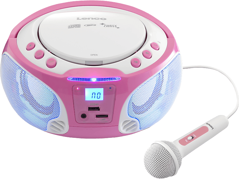 MediaMarkt SCD-650 Radiorecorder inkl. Pink Radiorecorder, LENCO Mikrofon |