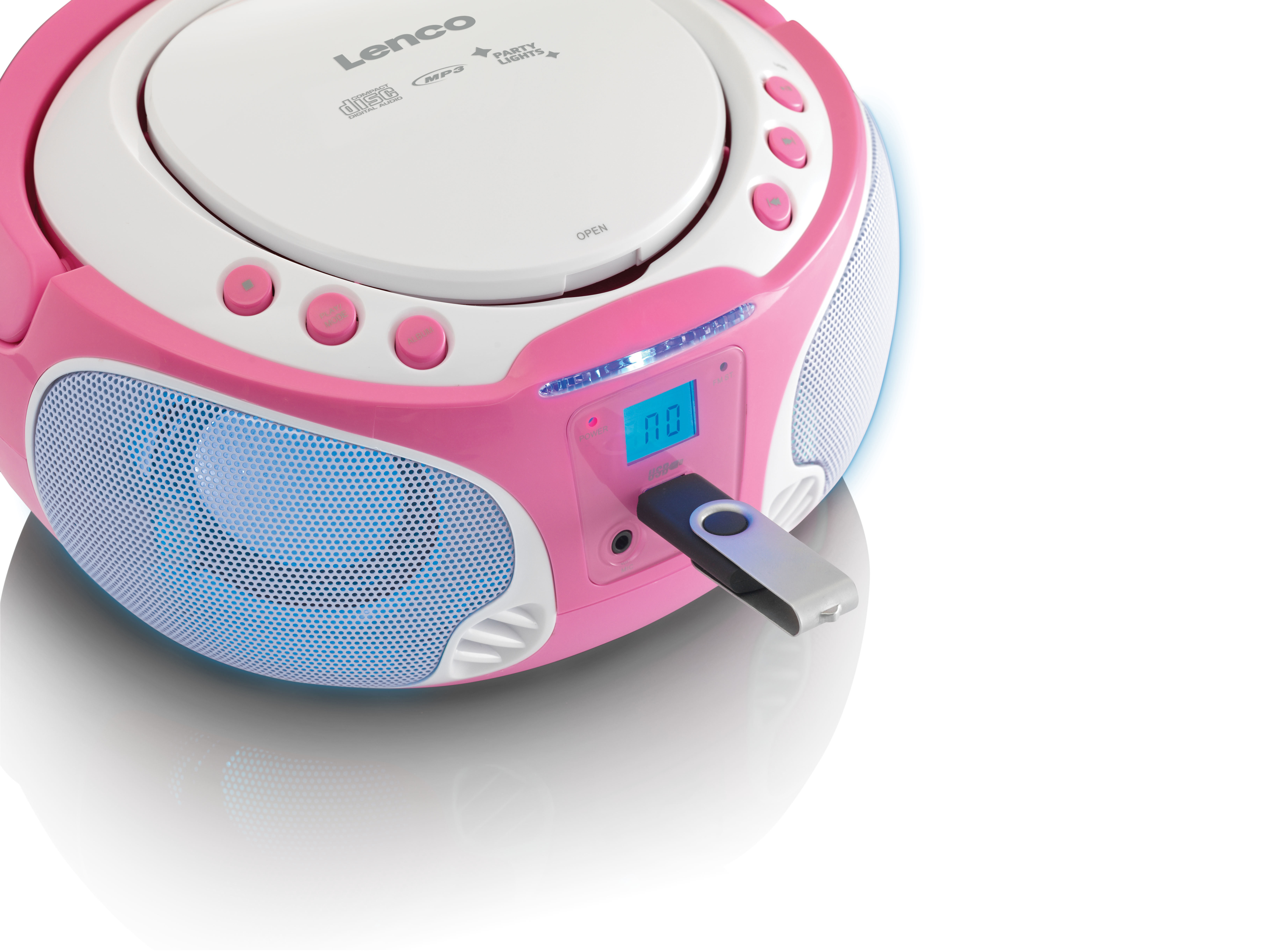 Pink LENCO Mikrofon SCD-650 inkl. Radiorecorder,