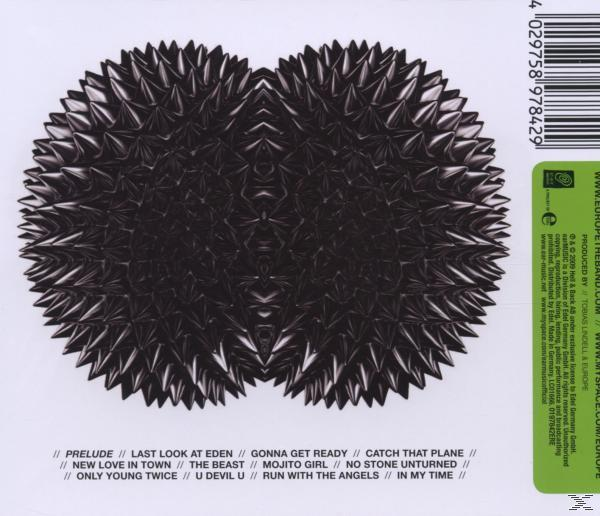 Schwarzes CD-Cover mit zwei schwarzen stacheligen Formen und weißem Text unten. Ein Barcode und Logo befinden sich oben.