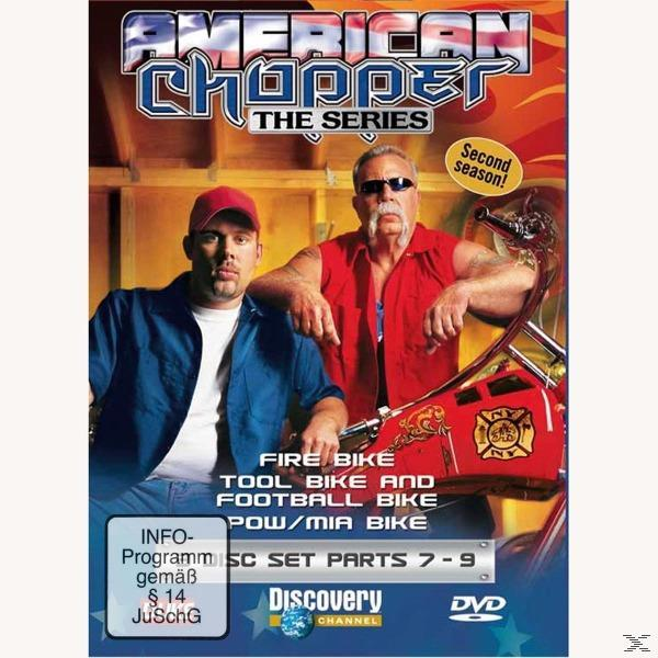 DVD-Cover: Zwei Männer, ein rotes Auto und ein Motorrad. Text: American Chopper, Discovery Channel.