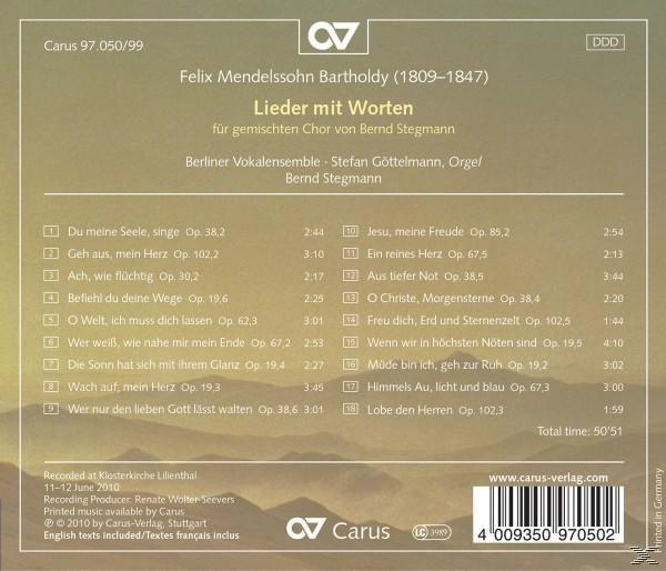 Stegmann & Berliner Vokalensemble - Lieder Mit Worten (Gemischter Chor)  - (CD)