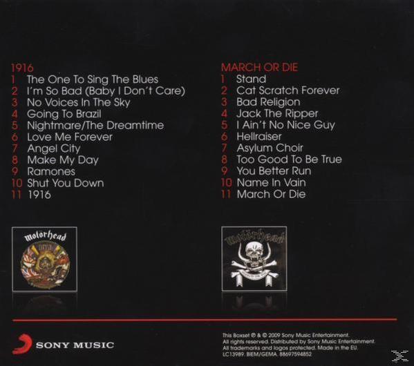 CD-Cover mit zwei Titellisten und Logos auf dunklem Hintergrund.