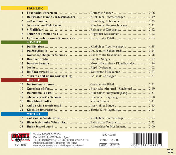 VARIOUS - Lieder & Weisen Durchs (CD) Jahr 