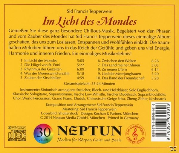 Die Rückseite einer CD-Hülle mit deutschem Text, einer Titelliste und einem Logo.