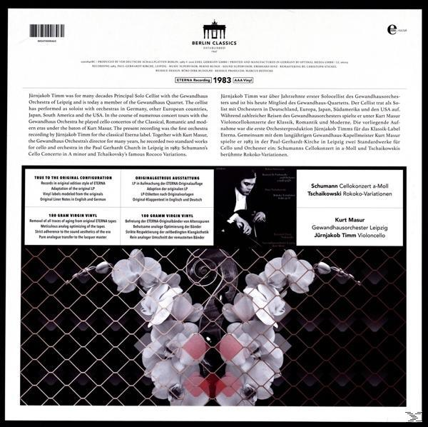 Vinyl-Schallplattenhülle. Schwarzer Hintergrund mit Text und Blumenbild. Text auf Deutsch.