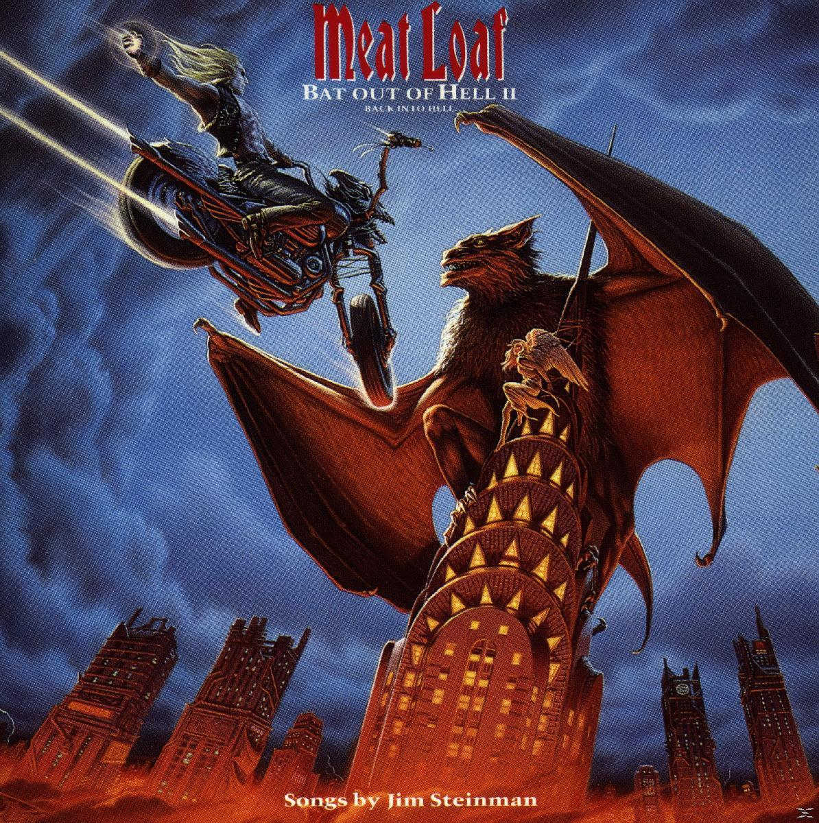 Albumcover mit einem Biker auf einem Motorrad über einem Gebäude, einem fledermausartigen Wesen und einer Stadtlandschaft.