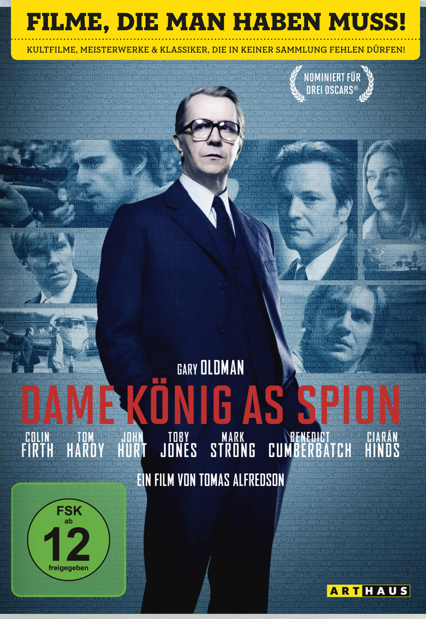 DVD-Cover für 'Dame, König, As, Spion' mit Gary Oldman. Zeigt Gesichter mehrerer Schauspieler.