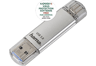 HAMA 124163 C-LAETA 64GB USB3 SILVER - USB-Stick (64 GB, Silber)