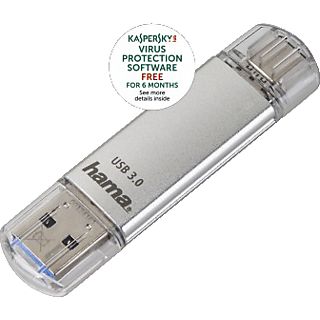 HAMA 124163 C-LAETA 64GB USB3 SILVER - USB-Stick  (64 GB, Silber)