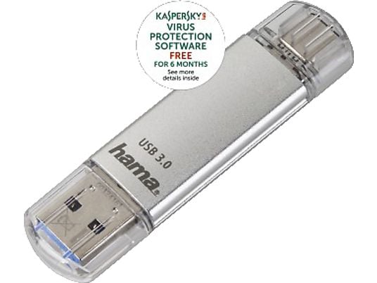 HAMA 124163 C-LAETA 64GB USB3 SILVER - USB-Stick  (64 GB, Silber)