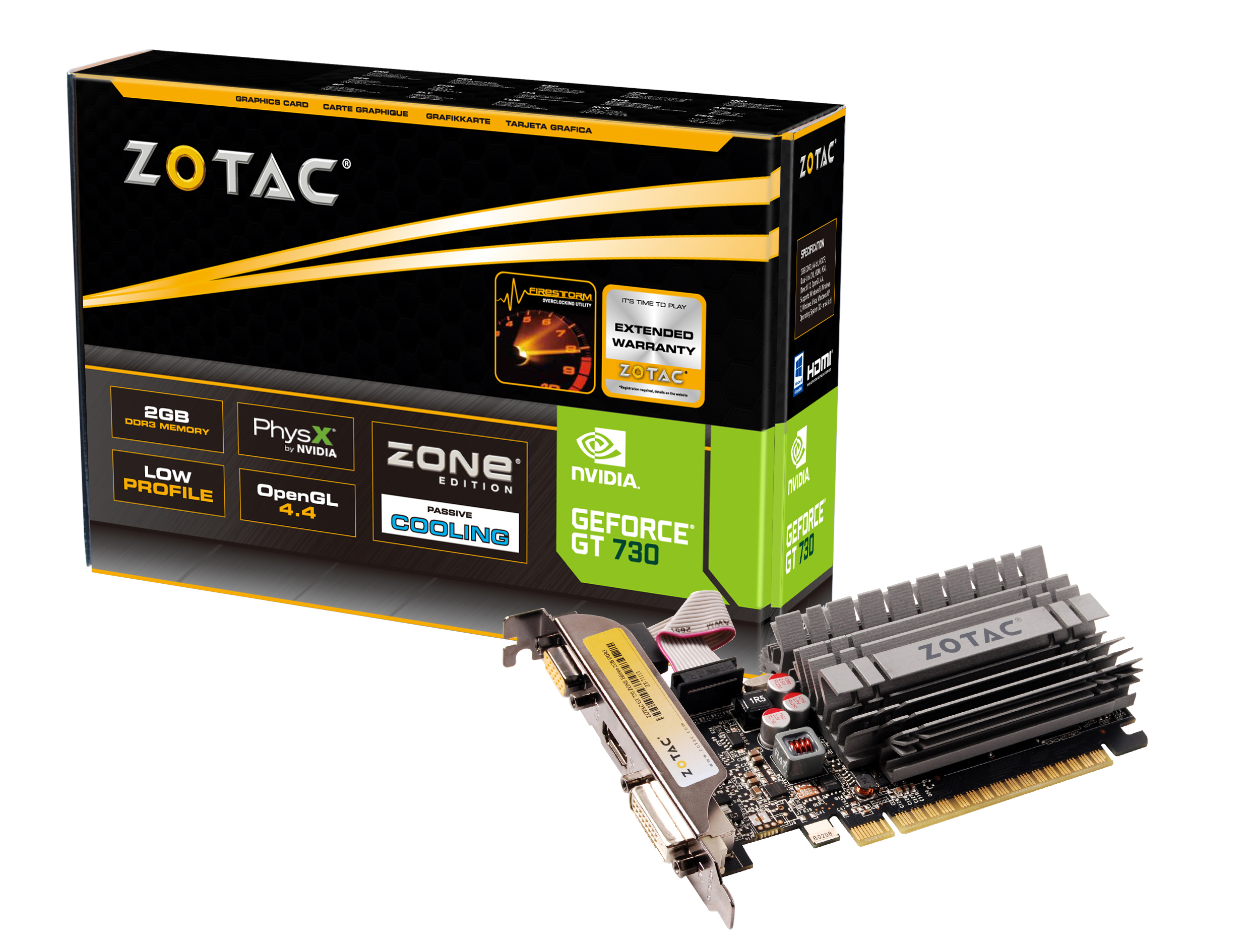 ZOTAC GeForce® GT 730 Low Profile Zone Edition 2GB (NVIDIA, Grafikkarte)