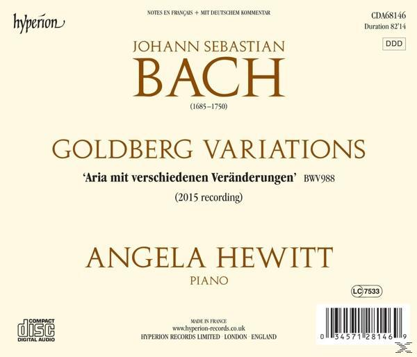 CD-Cover mit Text. Künstler ist Johann Sebastian Bach. Es trägt den Titel Goldberg-Variationen.