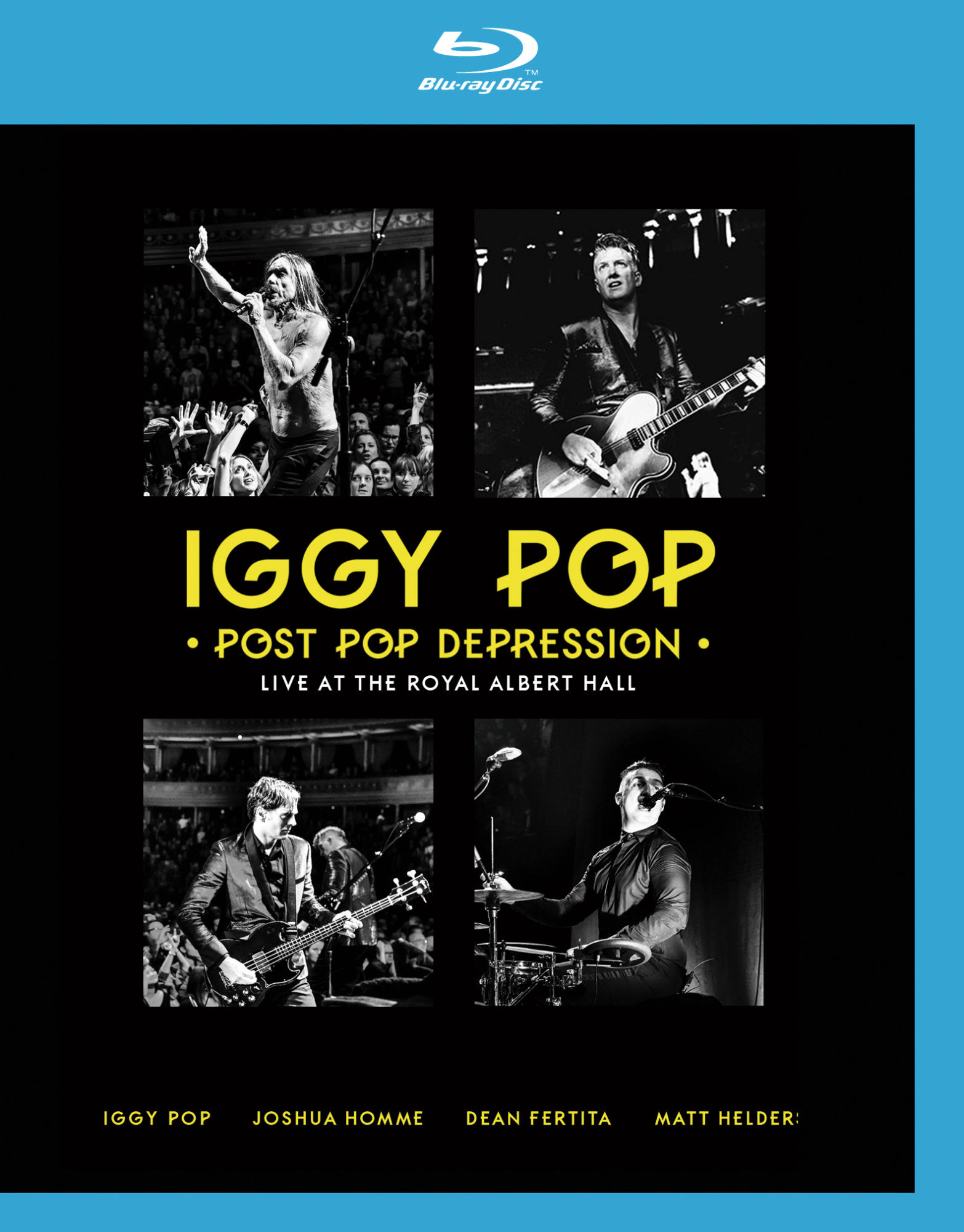 Blu-ray-Cover von Iggy Pop live. Enthält Fotos von Iggy Pop, der auf der Bühne auftritt, schwarzer Hintergrund.