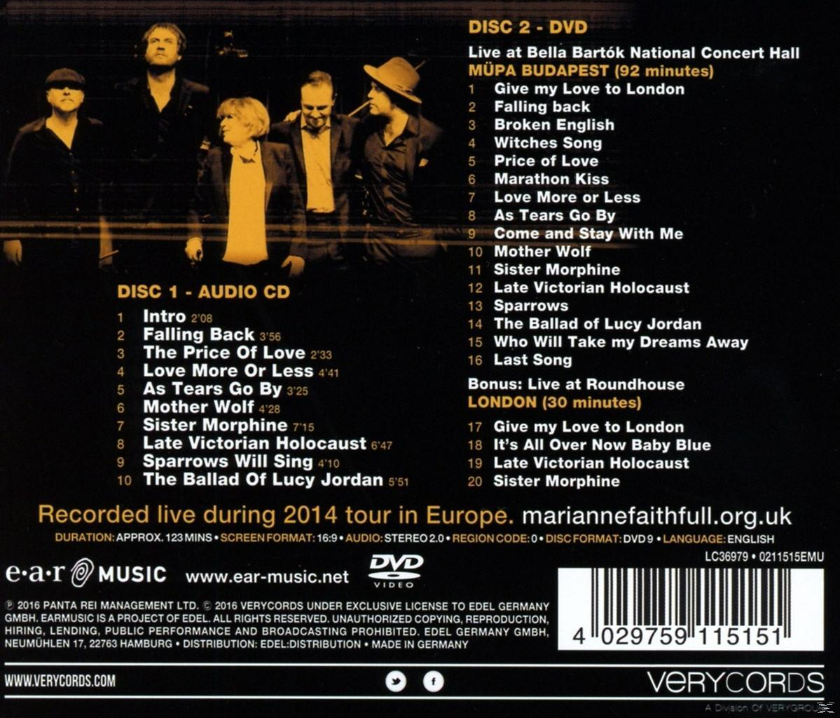Album-Rückseite mit Titellisten, Bandfoto und Text. Listen auf beiden Seiten, eine DVD.
