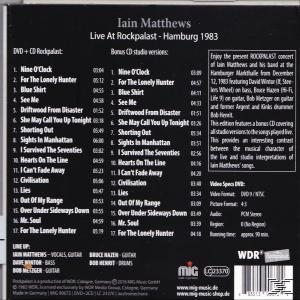CD-Cover mit Titelliste und Text. Enthält ein Foto von Iain Matthews und eine Konzertbeschreibung.