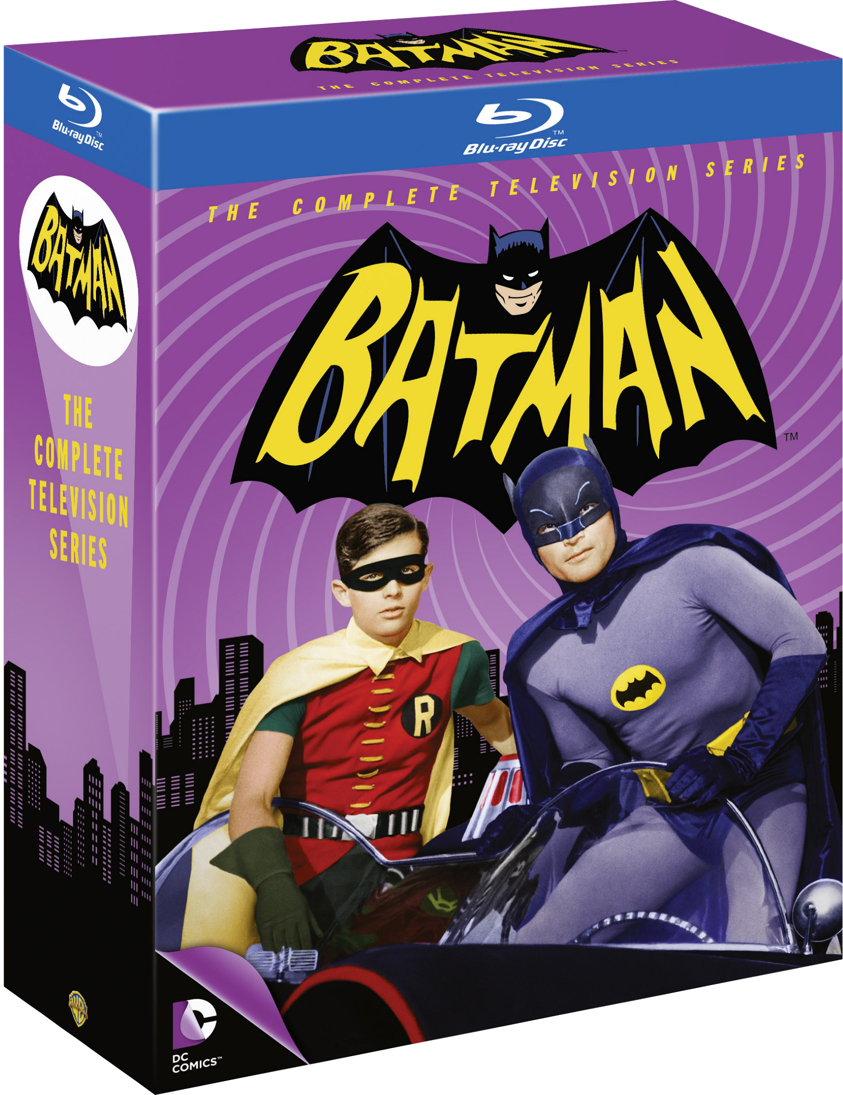 Batman Blu-ray-Box-Set mit Batman und Robin auf dem Cover, vor einer Stadt.
