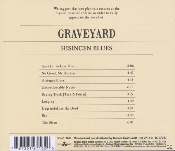 Albumcover für 'Graveyard - Hisingen Blues', mit Titelliste.