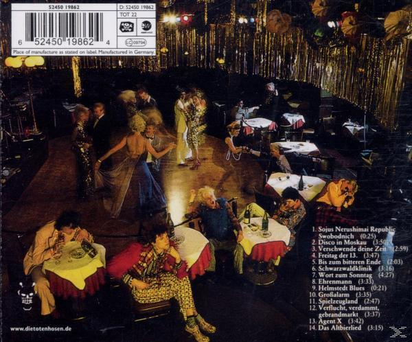 Album-Rückseite mit einer Partyszene und einer Trackliste.