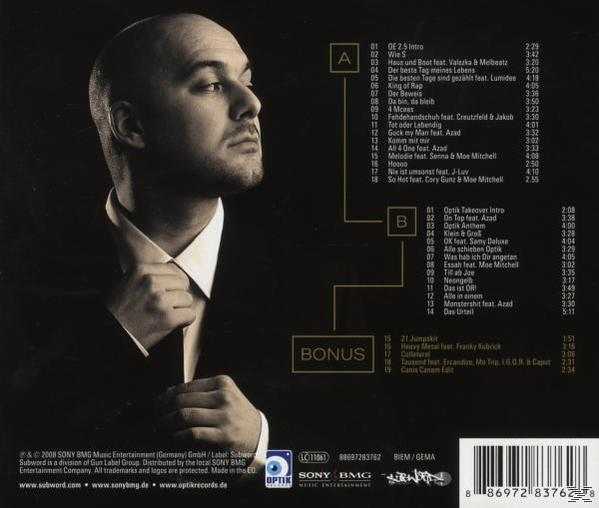 Albumcover. Ein Mann im Anzug blickt nach links. Der Text enthält den Albumtitel und die Trackliste.