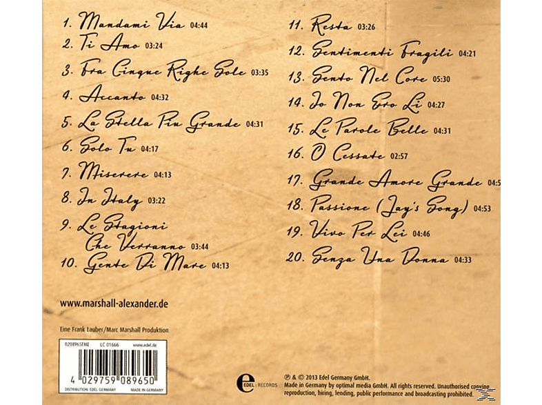Thumbnail - Marshall & Alexander - Bella Italia Die Schönsten Italienischen Hits (CD)