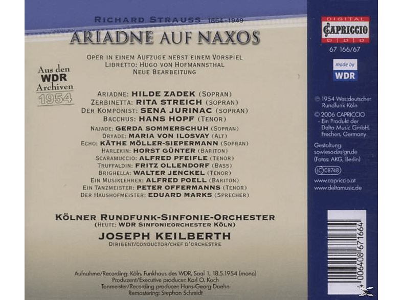 Thumbnail - Joseph Keilberth, Zadek/Streich/Hopf/Kro/Keilber - Ariadne Auf Naxos (CD)