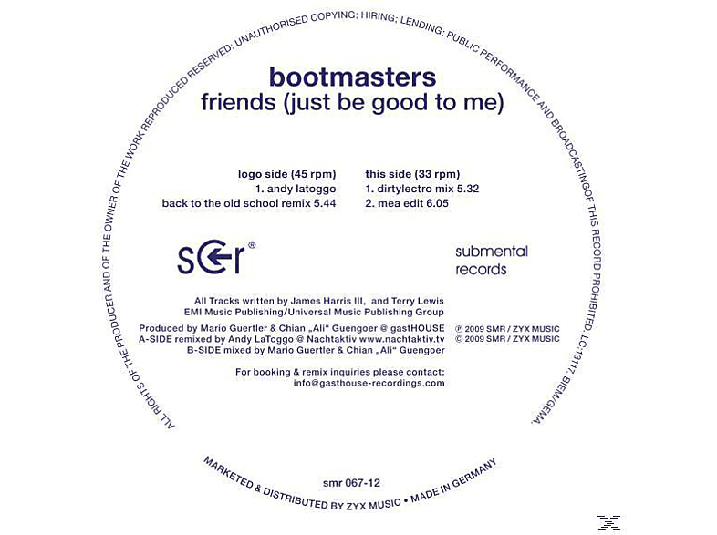 Bootmasters - Friends (Just Be To Good Me) - (Vinyl)