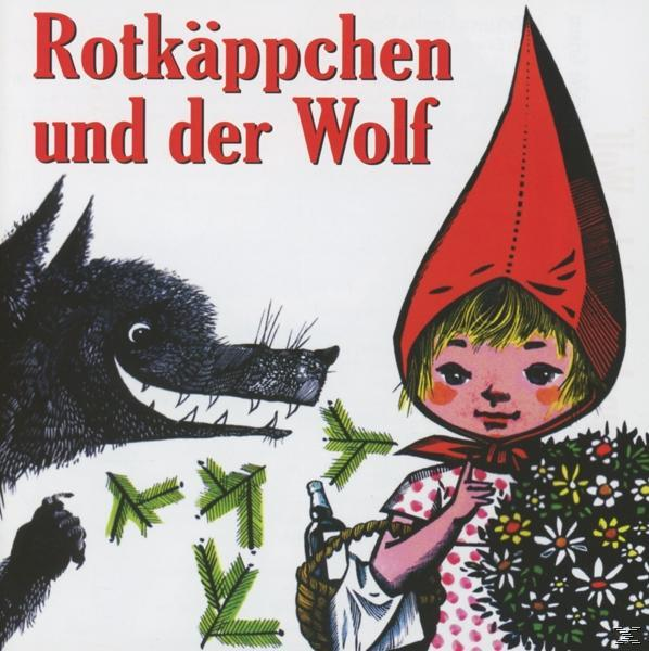 Illustration von Rotkäppchen und dem Wolf. Der Titel lautet: 'Rotkäppchen und der Wolf'.