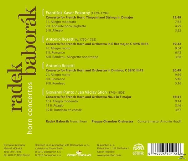 Radek Baborák, Prague Chamber Orchestra - Hornkonzerte  - (CD)