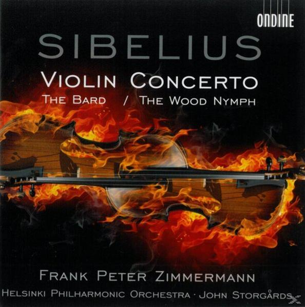 CD-Cover mit einer Geige in Flammen. Text: Sibelius, Violinkonzert.