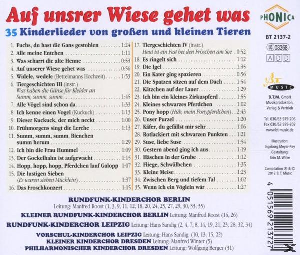 Ein CD-Cover mit deutschem Text. Es hat eine Liste von Liedern und ein Foto einer Kinderzeichnung.